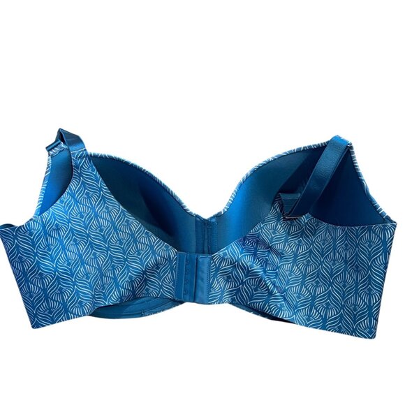 Soma 42DD Vanishing Back Balconet Bra Blue Leaf Print Nylon/Spandex Comfortable - Picture 3 of 4